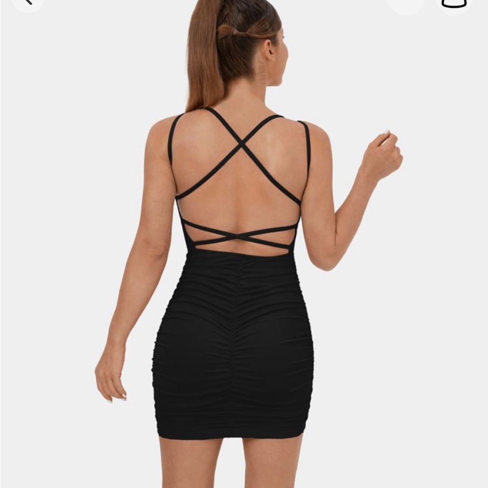 New Halara Crisscross Rushed Backless Dress